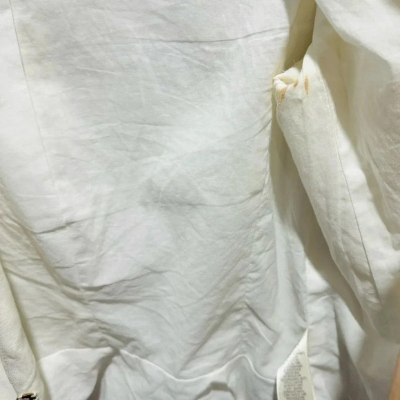 Rebecca Taylor silk linen rhinestones cinched white ecru blazer Y2K holidays US6 - Picture 7 of 7